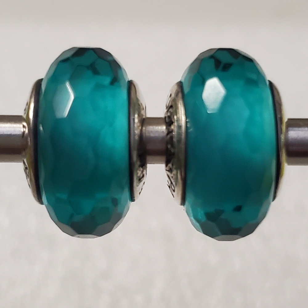 2 pc PANDORA GLASS BEAD CHARMS